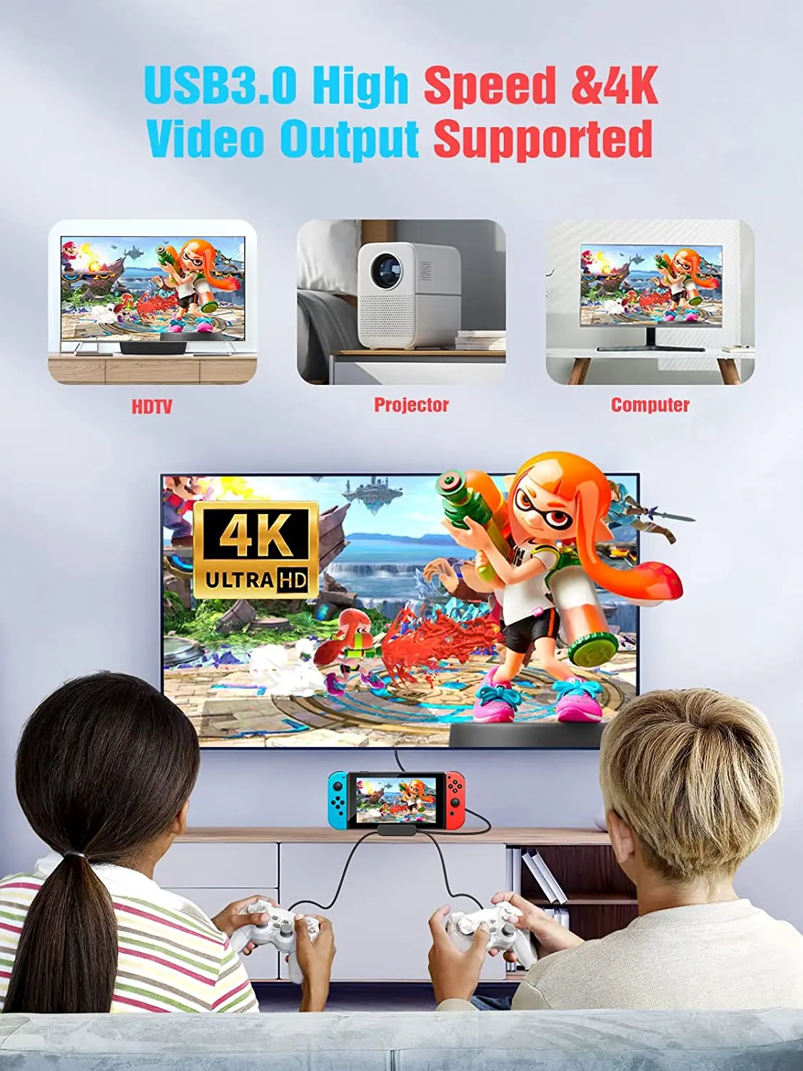 Фото Док-станция для телевизора NEWDERY для Nintendo Switch/переключателя OLED, док-станция для зарядки, адаптер 4K HDMI/USB 3.0/порт-переключатель ТВ типа C №4