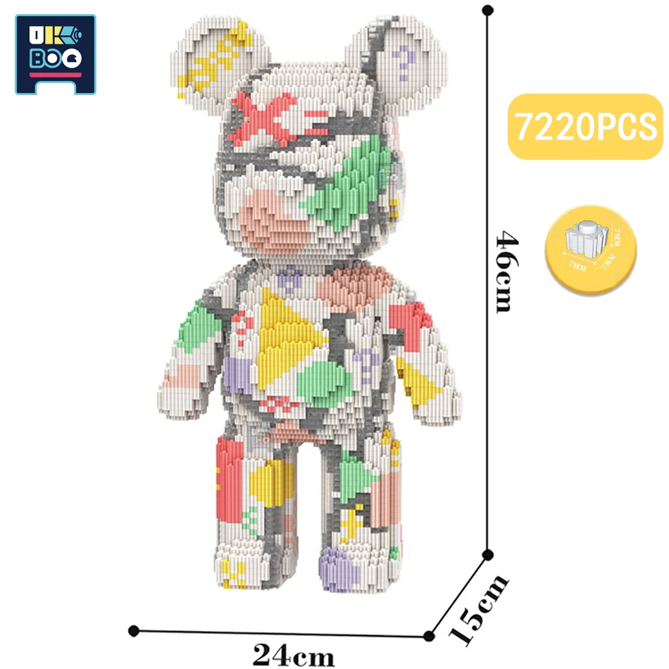 7220PCS Half Anatomy Bear Nano Building Blocks Cartoon Colour With Drawer Model Creative Micro Diamond Bricks Toys For Children images - 6