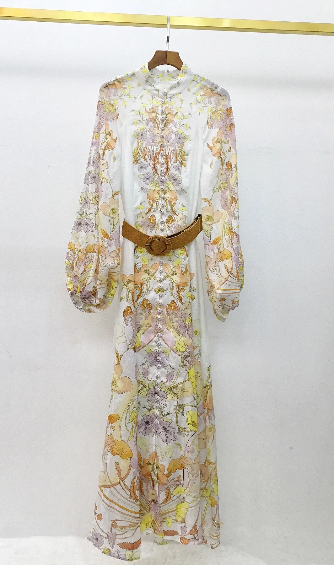 

2022 Cotton and Linen Printing Beach Style Ankle-Length Dress Elegant Summer Dresses for Women Free Shippin