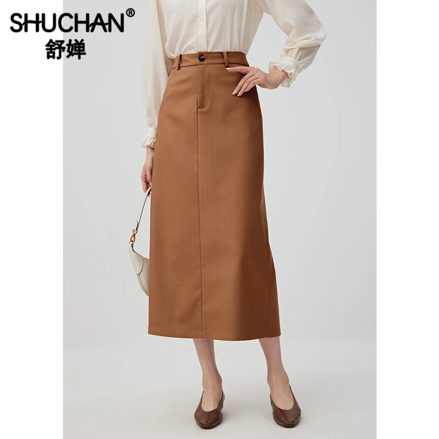 

SHUCHAN Long Skirt Polyester High Street Ankle-Length Slim Fit Empire Faldones Para Mujer Fashion A-LINE Faldas