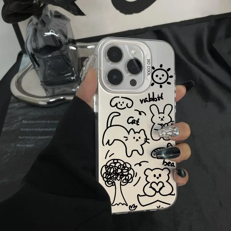 Забавный Милый мультяшный эскиз кошка Медведь чехол для телефона Женский Для Xiaom
