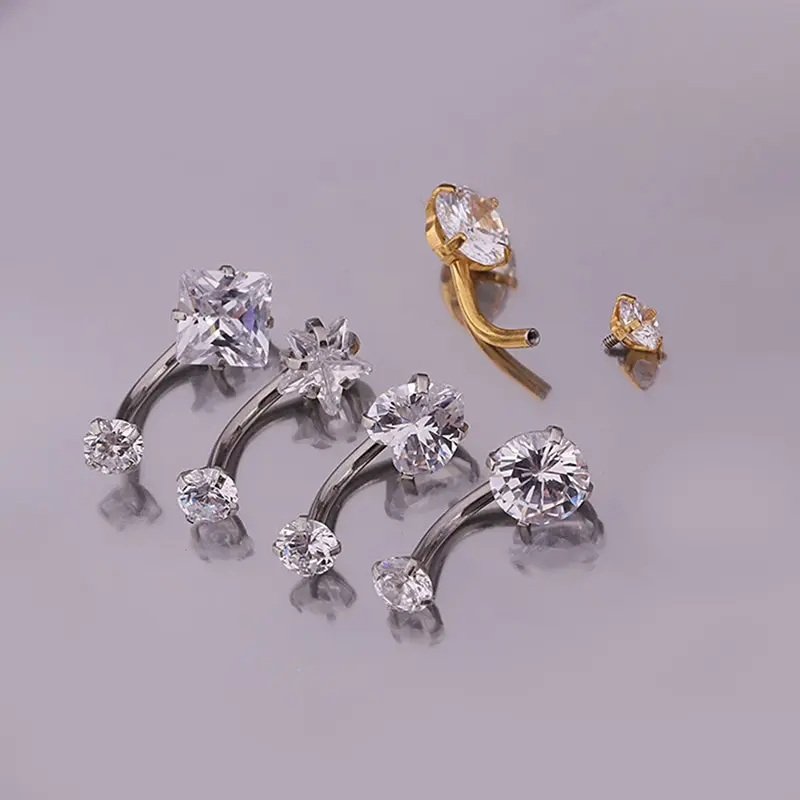 

1PCS Anti Allergy Stainless Steel Crystal Navel Rings Belly Button Ring Bar Body Piercing Jewelry