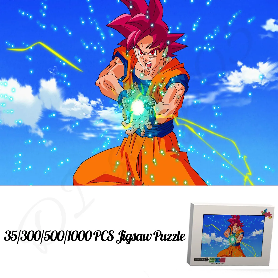 

35 300 500 1000 Pieces Puzzles for Kids Bandai Classic Anime Character Goku Wooden Box Jigsaw Puzzles Entertainment Handmade Toy