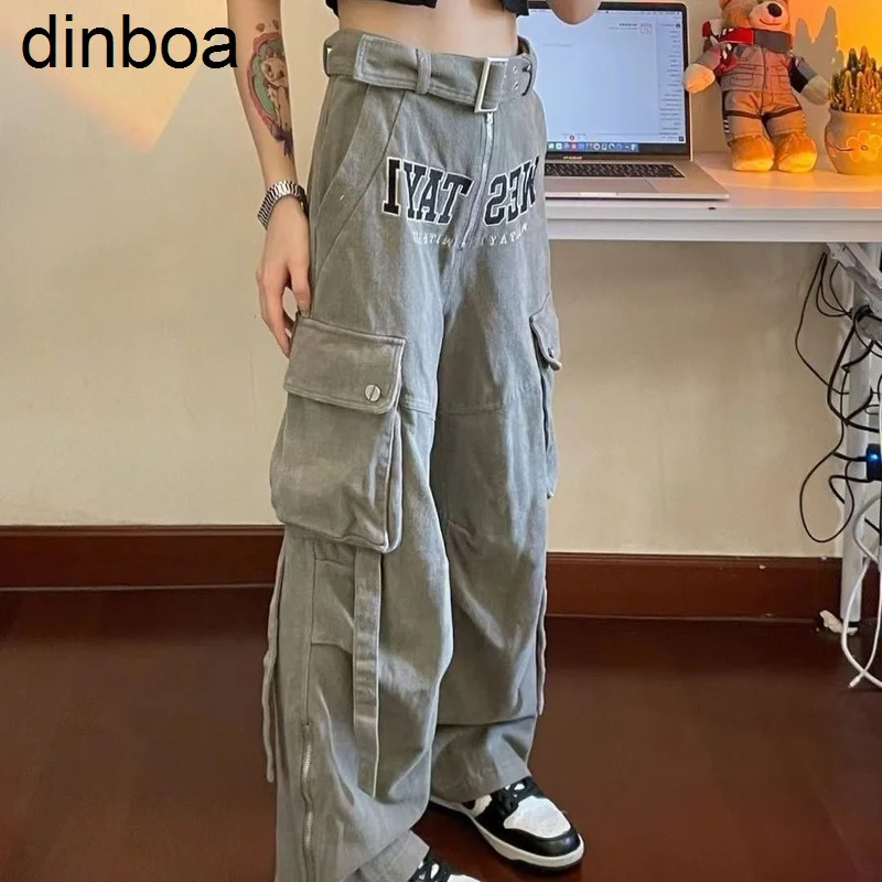 

Street Hip Hop Niche Letter Embroidery Straight Wide Leg Jeans Women 2022 Design High Waisted Jeans Loose Mopping Jean Women Y2k