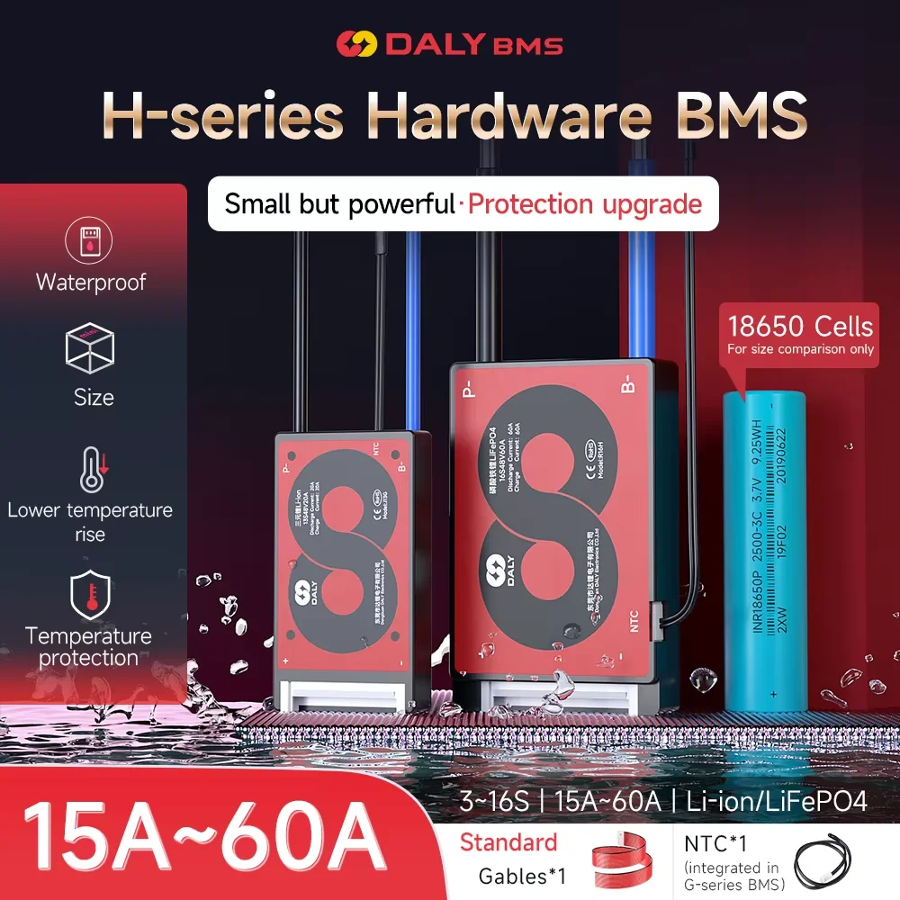 DALY Li-Ion BMS NTC 7S 24V 10S 36V 13S 48V для 3 7 V Power Battery 18650 Lifepo4 4S 12V 8S 15A 20A 40A 60A