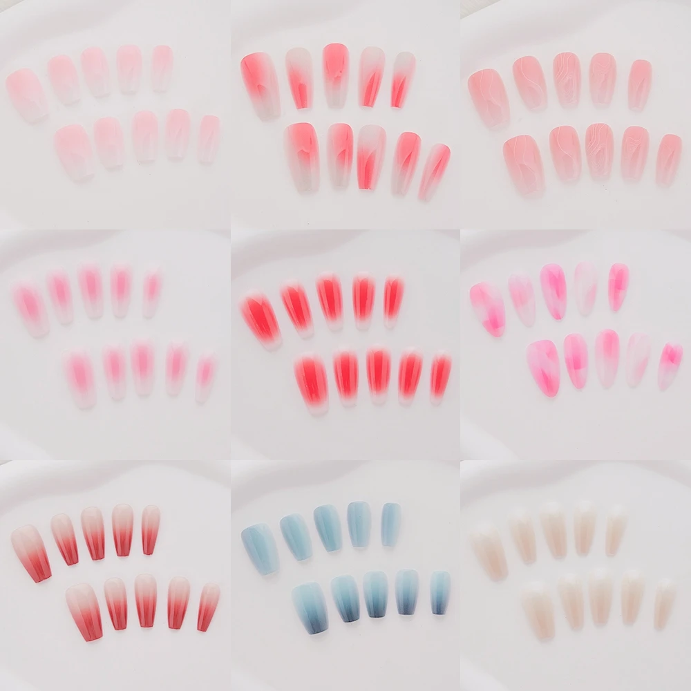 

30Pcs French Coffin Press On Nail Long Fake Nails with Gel Nail Press On Pink Nail Women Wearable Nail Art Stickers Dropshipping