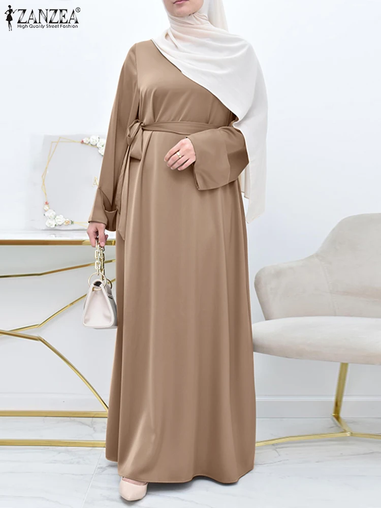 

ZANZEA Fashion Women Muslim Dubai Turkey Abaya Hijab Dress Autumn Solid Party Vestidos Kaftan Sundress Jilbab Islamic Clothing