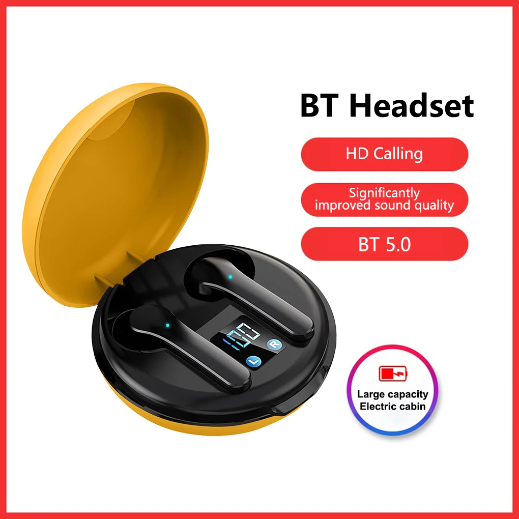 

Noise Reduction TWS Gaming Earphone IPX5 Waterproof Wireless Running Fitness Bluetooth-compatible Headset with Charging Case