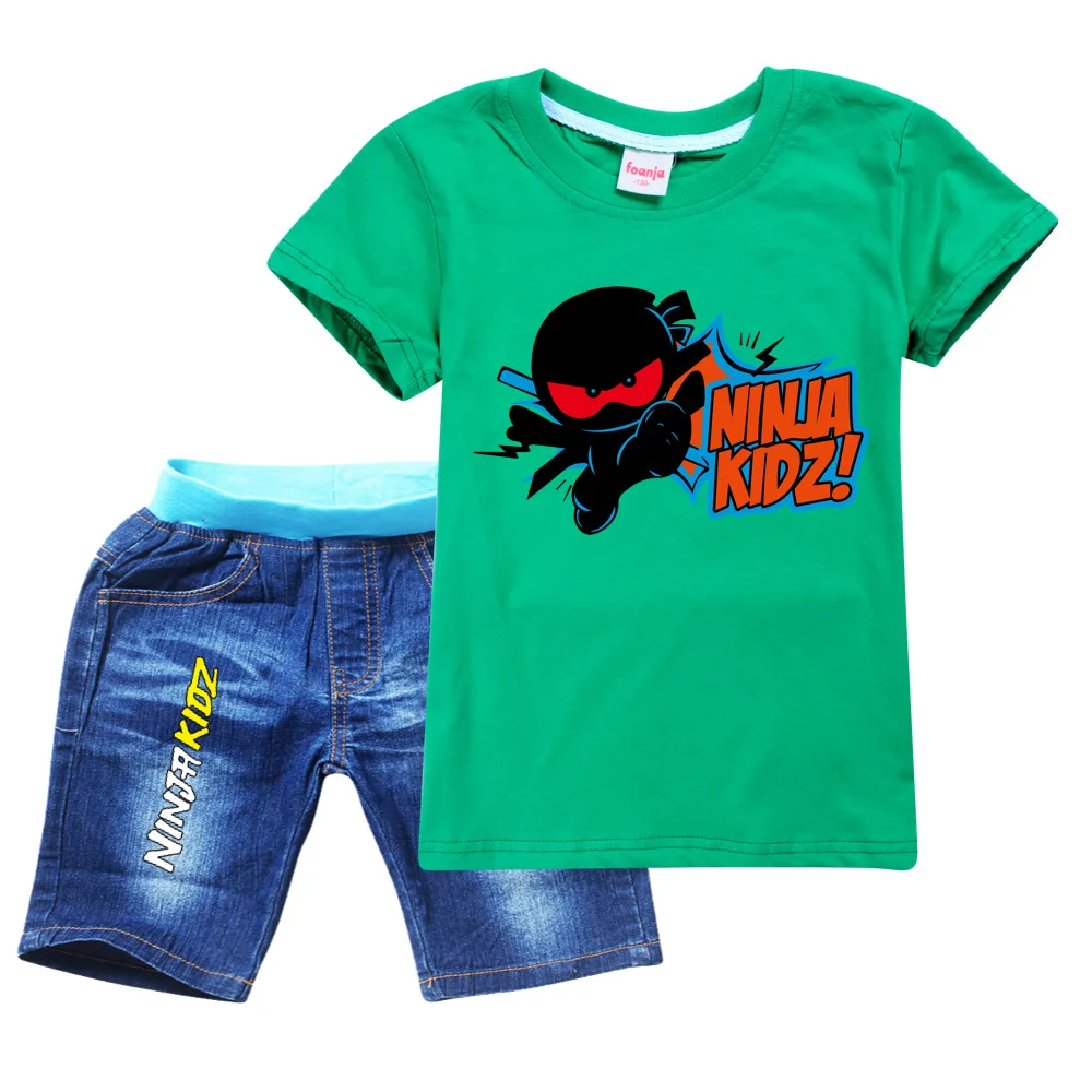

Ниндзя, детская одежда для маленьких девочек с 3D принтом, хлопковая детская одежда, оптовая продажа, Детский костюм из футболки и брюк, дизайнерская одежда, наряд для мальчиков