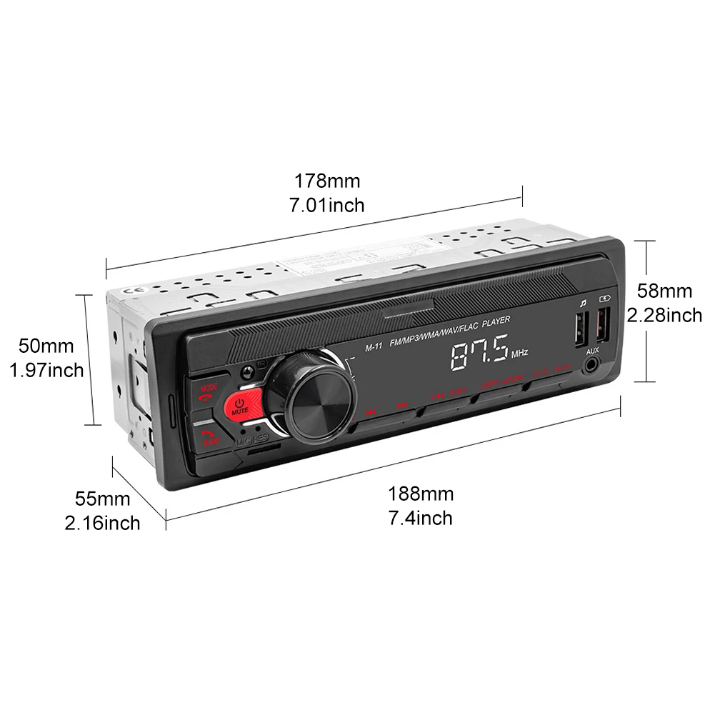 Автомобильный радиоприемник стереоплеер 45Wx4 Bluetooth-совместимый MP3-плеер с