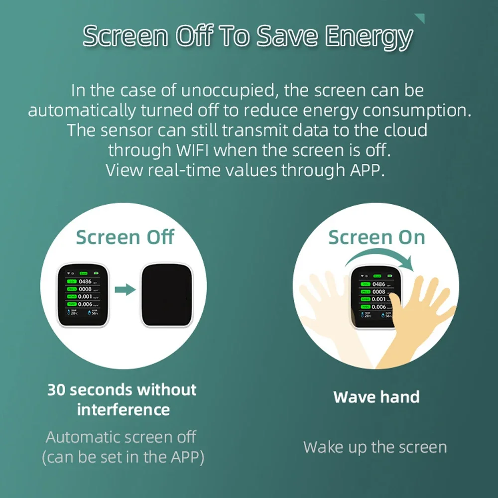 8в1 Tuya Wi-Fi измеритель качества воздуха монитор в помещении мини-монитор CO2 тест