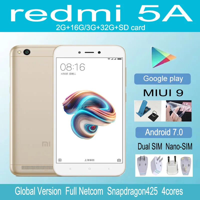 

Global version celular Xiaomi Redmi 5A smartphone 3GB 32GB Qualcomm MSM8917 Snapdragon 425