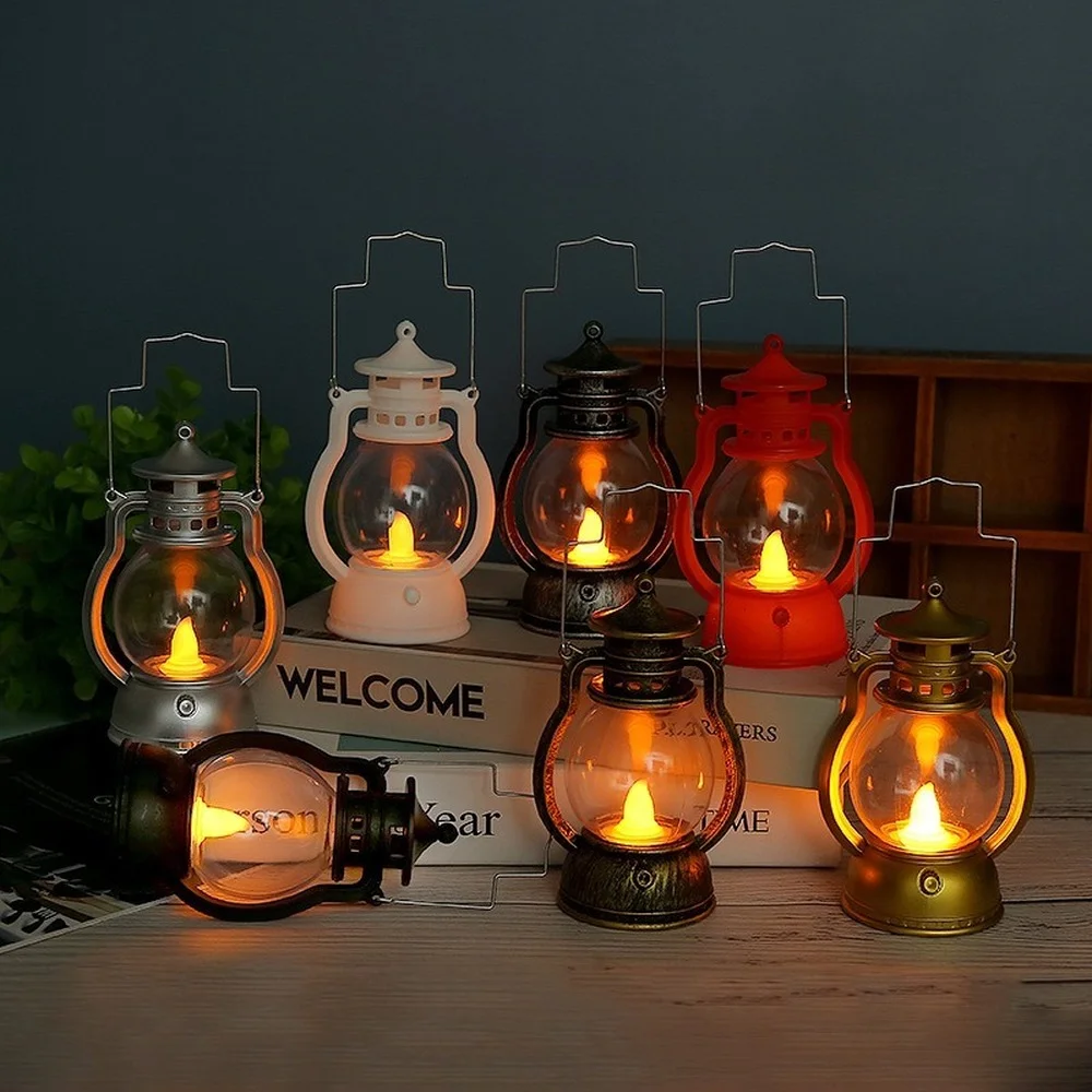 

Christmas Decorations Retro Kerosene Lamp Halloween Hanging Ornaments Small Oil Lamp Lantern Christmas Crafts Holiday Supplies