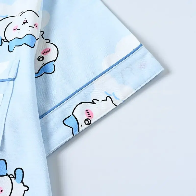 Пижамный комплект Chikawa Ji Ikawa женский из трех предметов хлопковые шорты с коротким