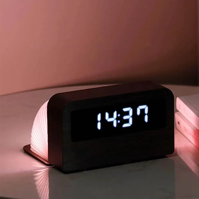 

LED Digital Desktop Clock Table Clock Digital Design Book Shape Lamp Clock Art Multicolor Bedroom Night Light Home Room Decor