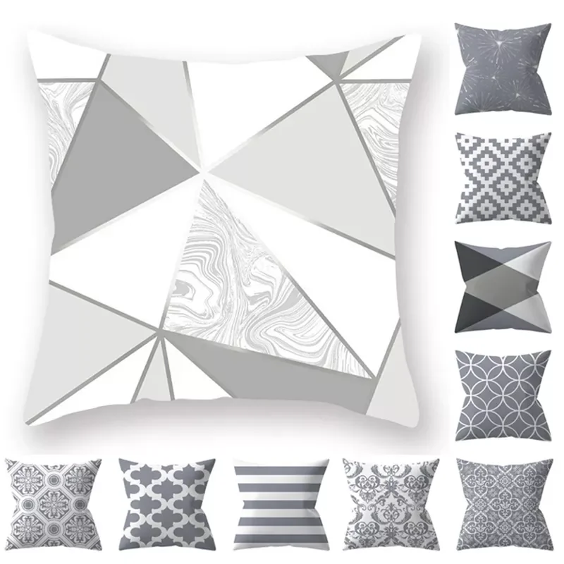 

Inch Protectors Pillow Case Home Decor Cushion Cover Gray Lumbar Geometric Elements Sofa