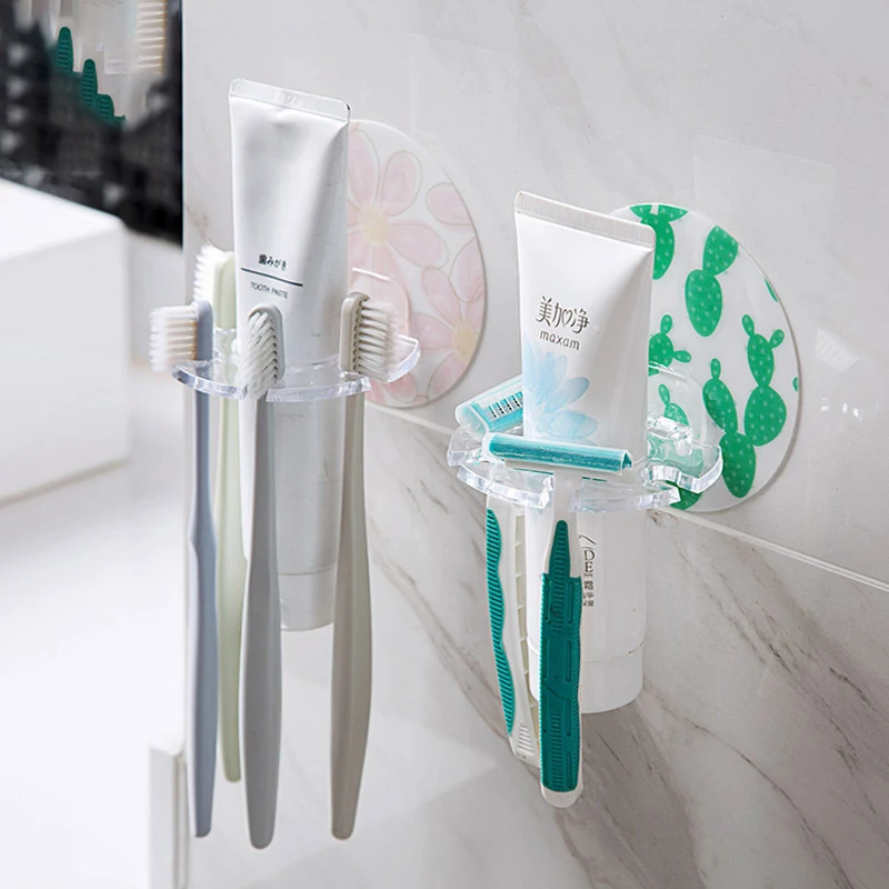 

1PC Plastic Toothbrush Holder Toothpaste Storage Rack Shaver Tooth Brush Dispenser Bathroom Organizer Accessories Tools