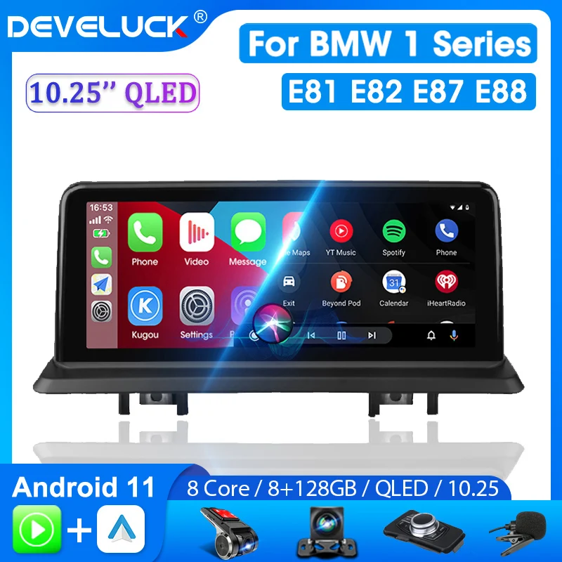 

Develuck 10.25" Android 11.0 Car Radio for BMW 1 Series E81 E82 E87 E88 2Din 4G Carplay Multimedia GPS Navigation Head Unit DVD