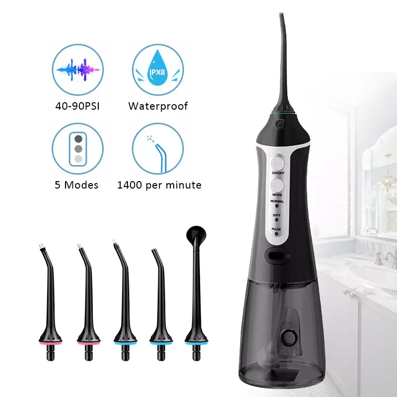 

Dental Water Flosser Calculus Irrigators With USB Inductive Rechargeable Water Jet Floss Waterproof Teeth Cleaner