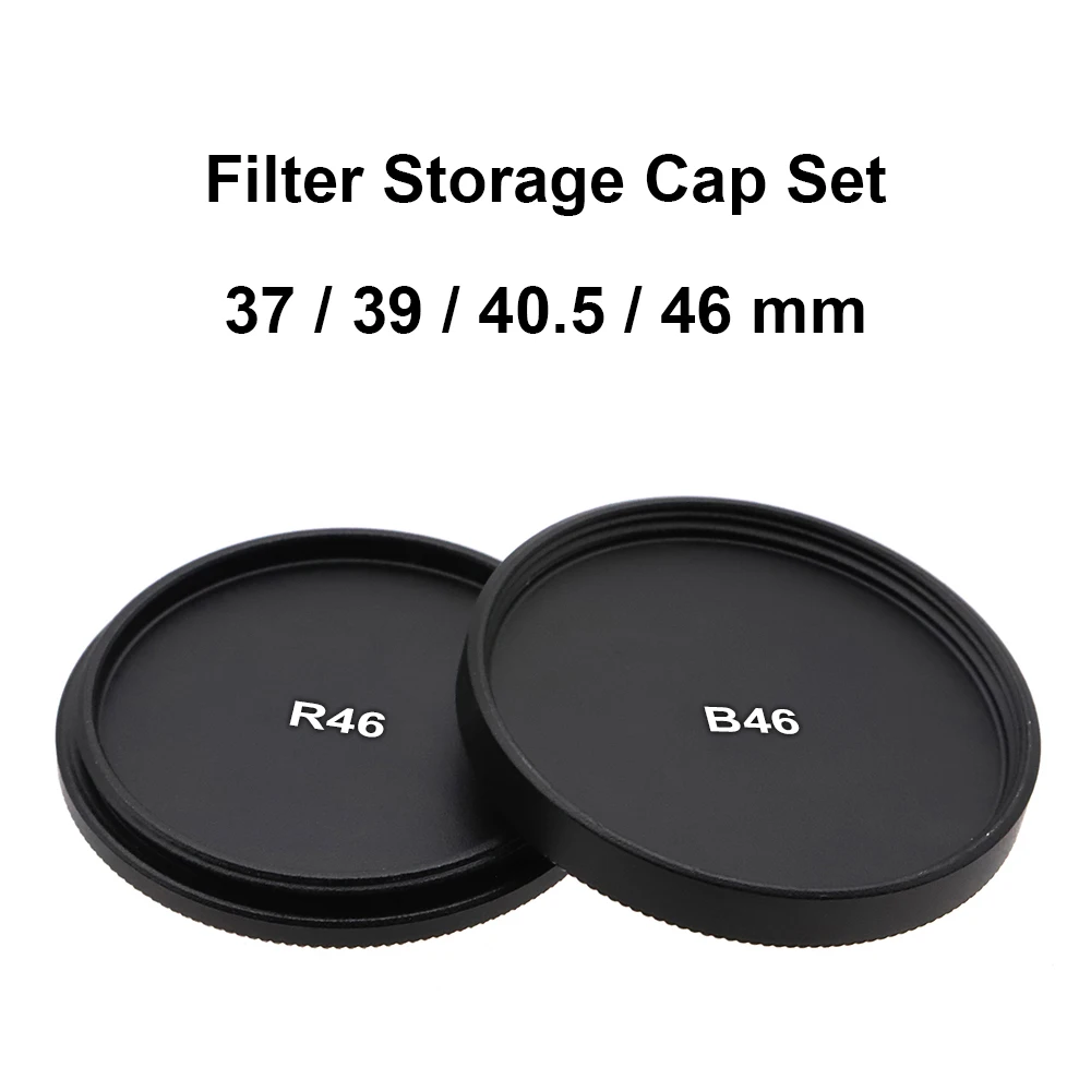 

Lens Filter Storage Cap Set Front + Rear Metal Screw-in Universal Black Aluminum Alloy Filter Stack Cap Set 37 39 40.5 46 mm