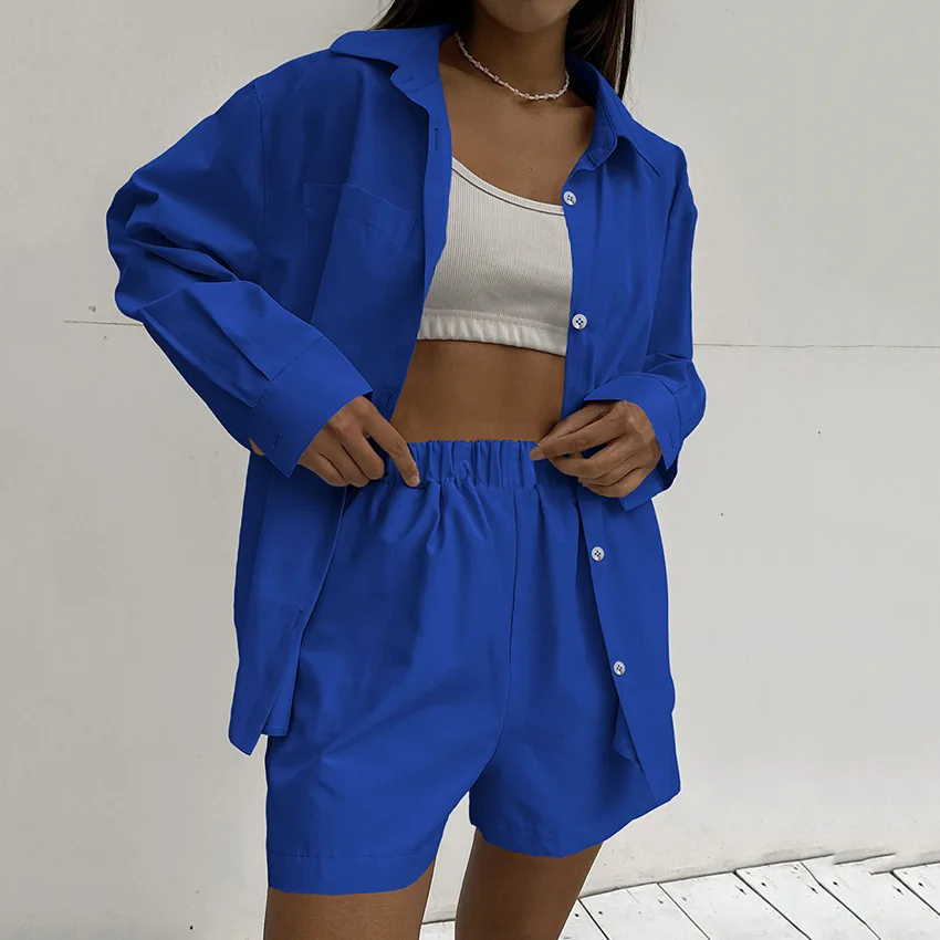 SUSOLA Шорты из 100% хлопка комплекты 2 предметов женские повседневные топы с длинными