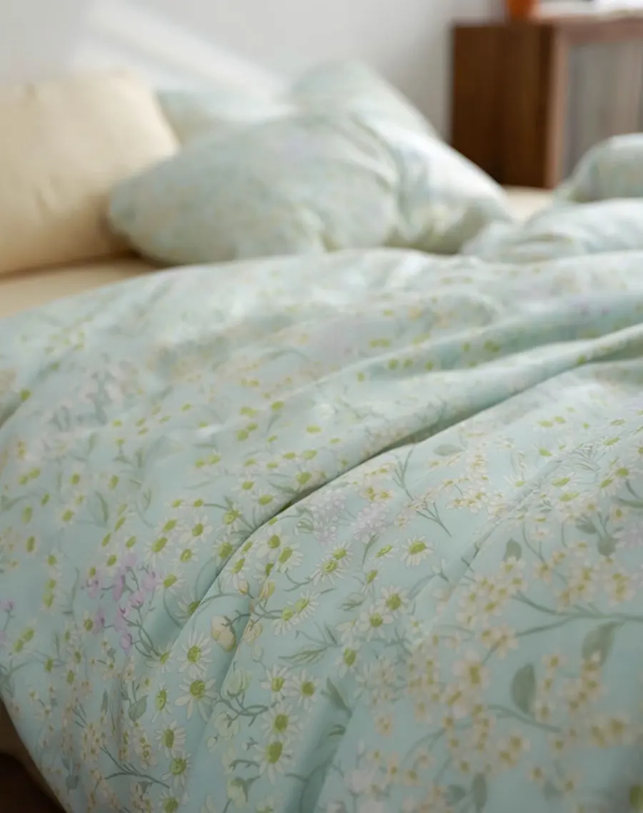 Комплект постельного белья с цветочным рисунком свежего зеленого синего цветов 1