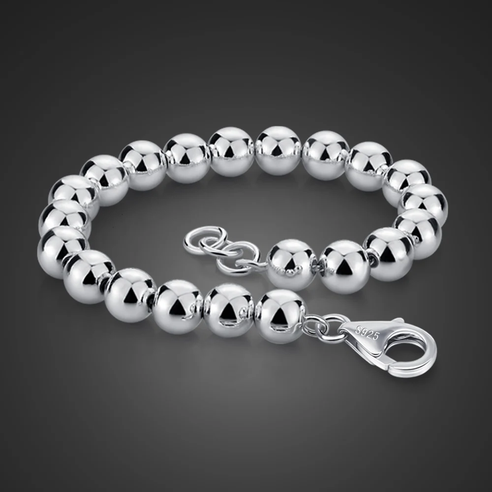 

Sterling silver round bead bracelet men's and women's transfer beads Buddha beads children's baby parent-child chain