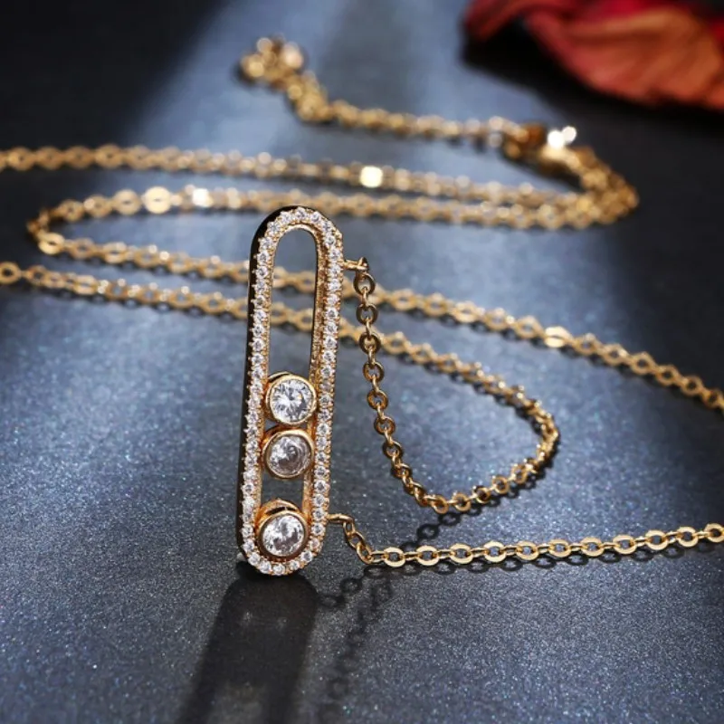 

Fashion AAA Zirconia Necklace With Pendant For Women Long Chain New Energy Silver Gold Color Necklace Jewelry Free Shipping