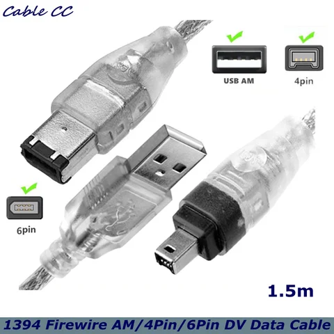 CableCC Firewire USB 2.0 к 4-контактному и 6-контактному кабелю