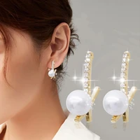 crossed pearl earrings for teen girls minimalist piercing studs trendy earrings pink beaded earrings