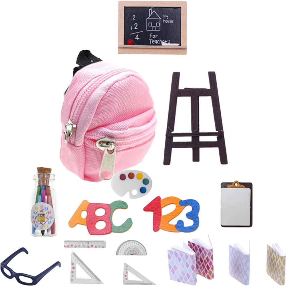

Miniature Dolls Dollhouse Stationery Backpack Toy Girls School Playset Kids Child