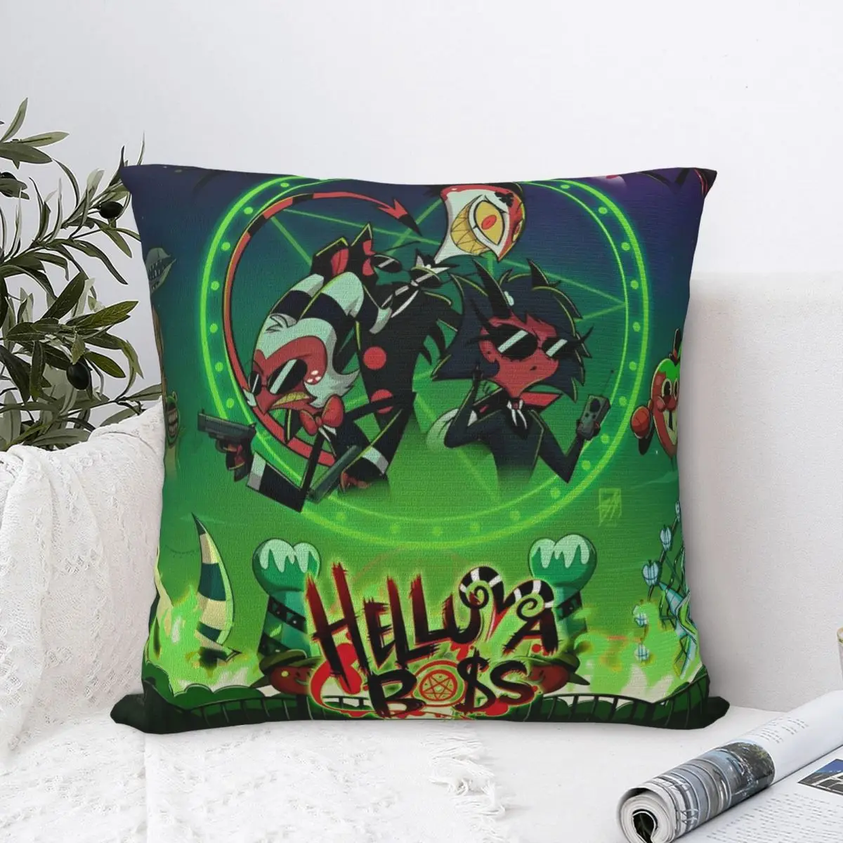 Черные комедийные наволочки H-Helluva-Boss чехол для подушки автомобиля милый