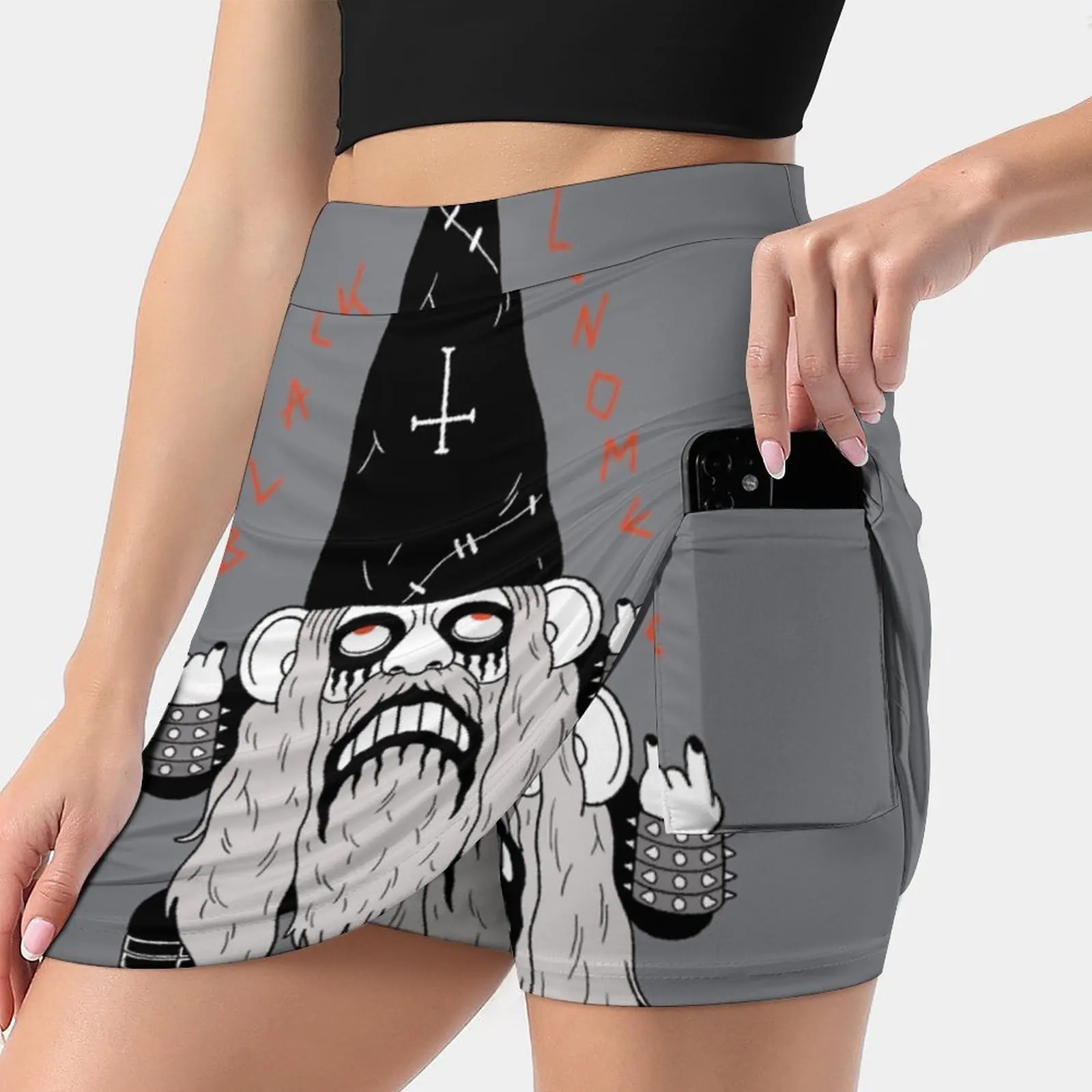 

Новинка, черные металлические женские юбки гном, Двухслойное короткое платье с принтом, Спортивная мини-юбка гном, Металлическая черная мет...