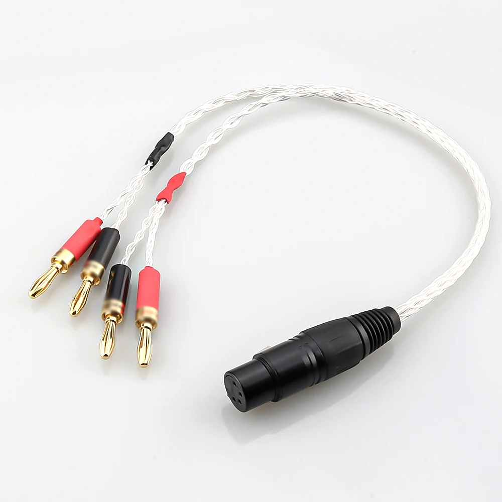 

Высокое качество OCC посеребренный XLR Женский 4-контактный в Делюкс 4 мм позолоченный разъем типа «банан» Аудио кабель динамик усилитель Hifi Jack Co