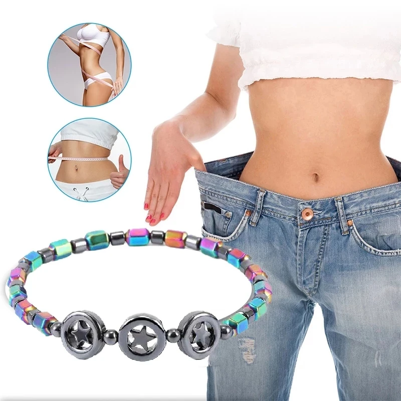 

2022 Trendy Weight Loss Magnetic Hematite Round Beads Stretch Anklet Anti-Fatigue Health Care Energy Slimming Anklet Jewelry
