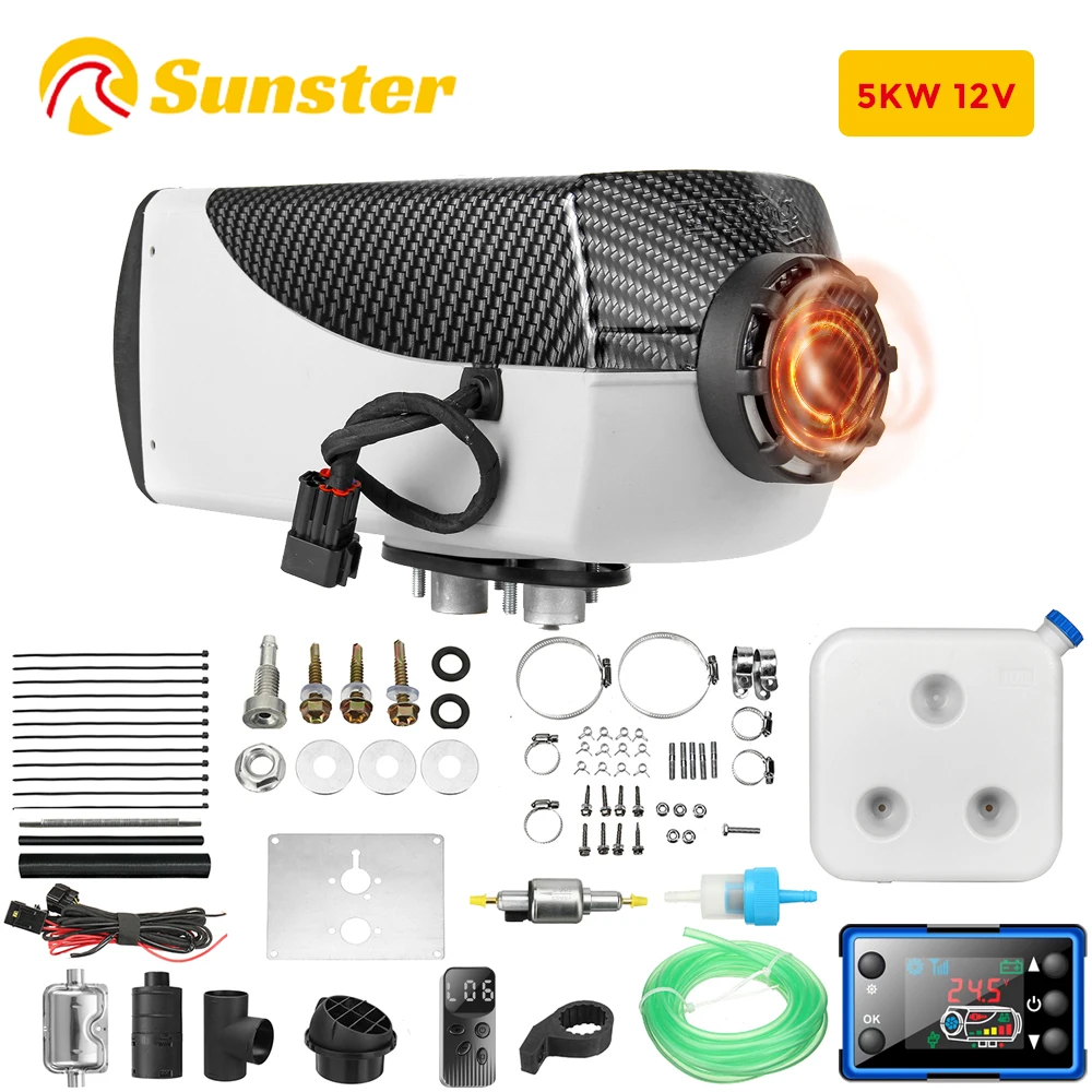 Дизельный воздушный парковочный отопитель, 5 кВт, 12 В, дизельный отопитель с дистанционным управлением и ЖК-дисплеем, термостат для автомобилей, грузовиков, RVs, лодок, автобусов