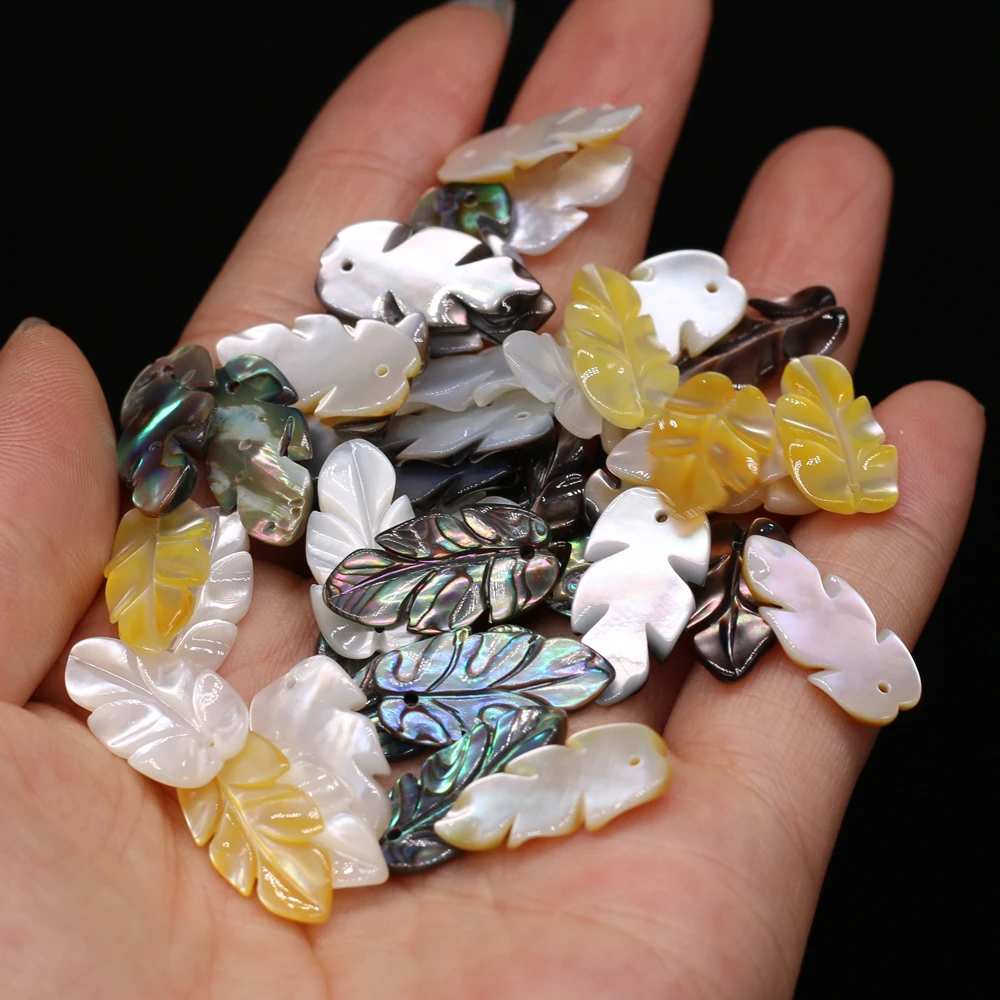 

3pc Natural Freshwater Shell Pendant Black Abalone Shell Leaf Shape Loose Beads Charms For Jewelry Making DIY Necklace Earring