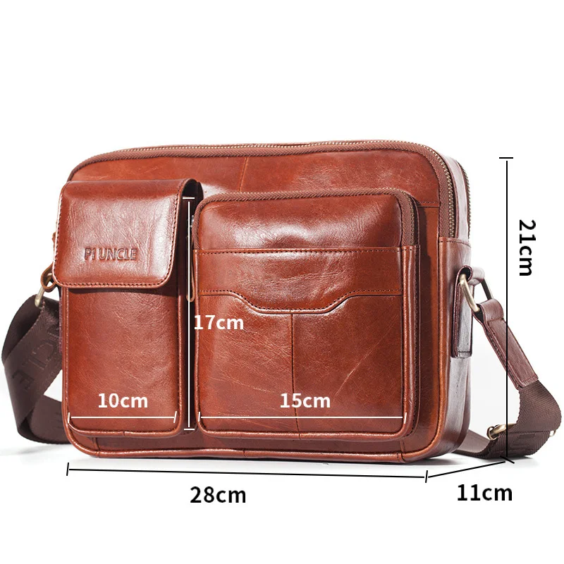 Men Genuine Leather Briefcase Top Layer Leather Male Business Office Tote Bag Crossbody Handbags 10.5'' Ipad Travel Bag Backpack