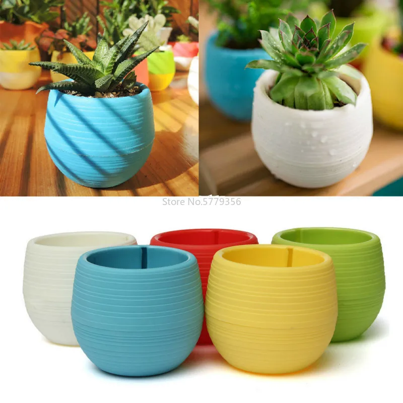 

Creative Eco-friendly Colorful Mini Round Plastic Plant Flower Pot Garden Home Office Decor Planter Flower Pot Planter