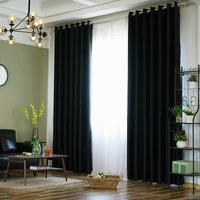 blackout curtains for living room bedroom windows thermal insulated grommets drapes treatment solid black grey eyelet 02