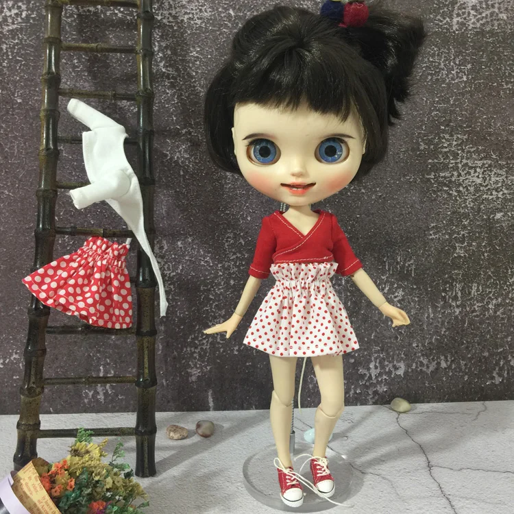 

Платье для куклы 30 см, Модный повседневный костюм для куклы Blythe Ob24, одежда ручной работы, аксессуары для кукол, детские игрушки, лучший подар...