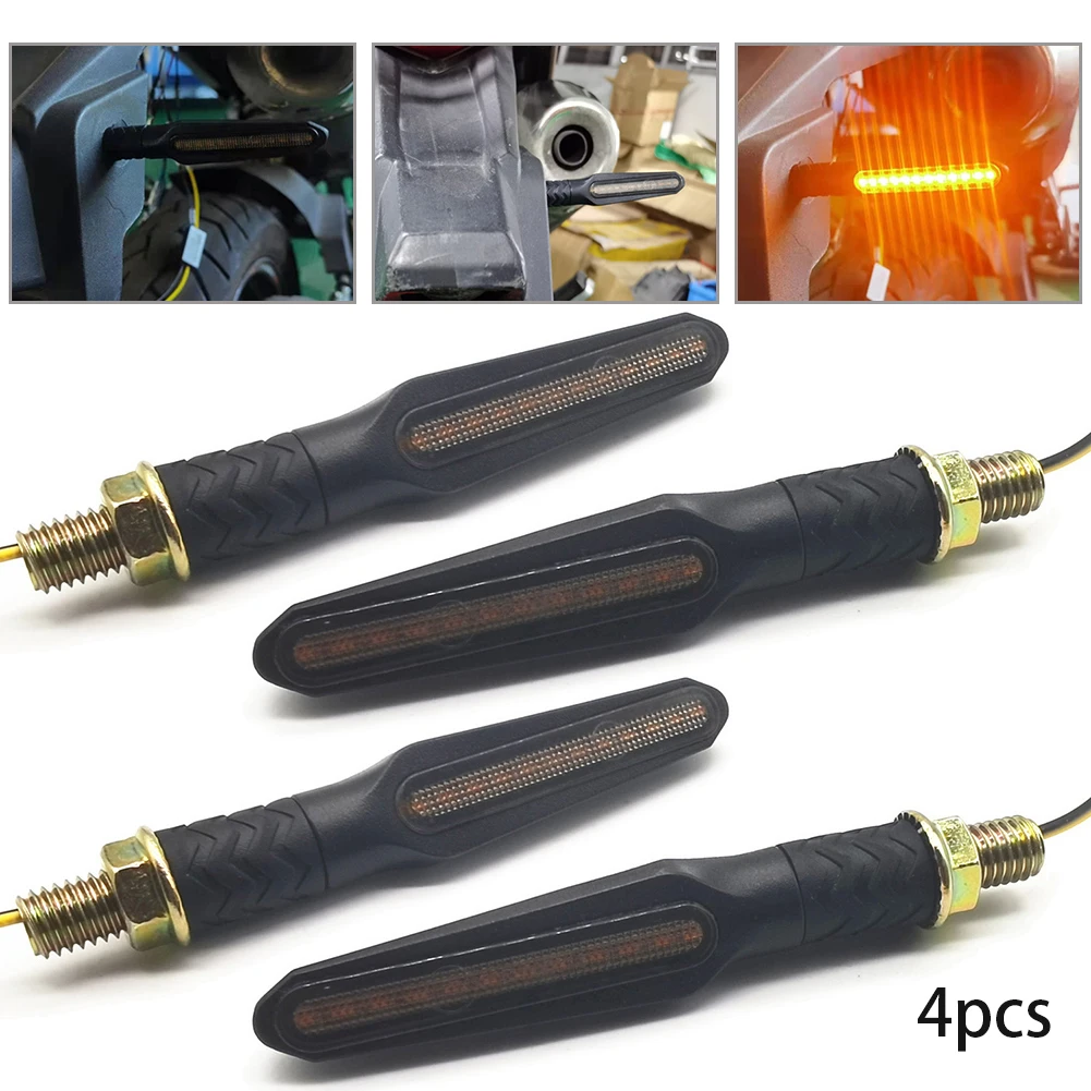 

4pcs Universal Car Daytime Running Light Lamp E24 Motorcycle 12LED One-line Monochrome Dynamic Turn Signal Lights