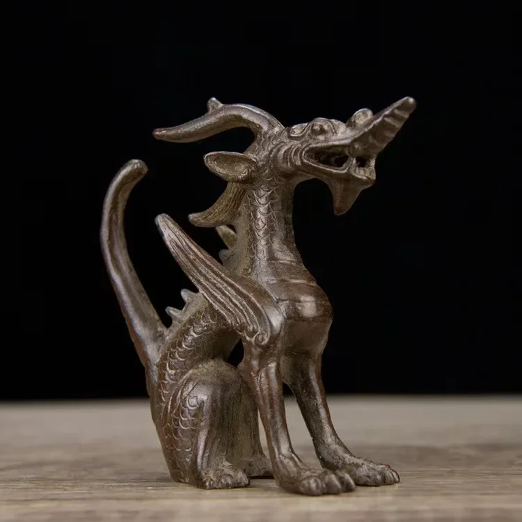 Китайские бронзовые животные Kylin Chi-lin Beast Pi Xiu Статуя Ремесла