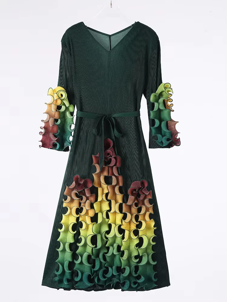 EGRM Высококачественное новое платье средней длины с градиентными оборками и