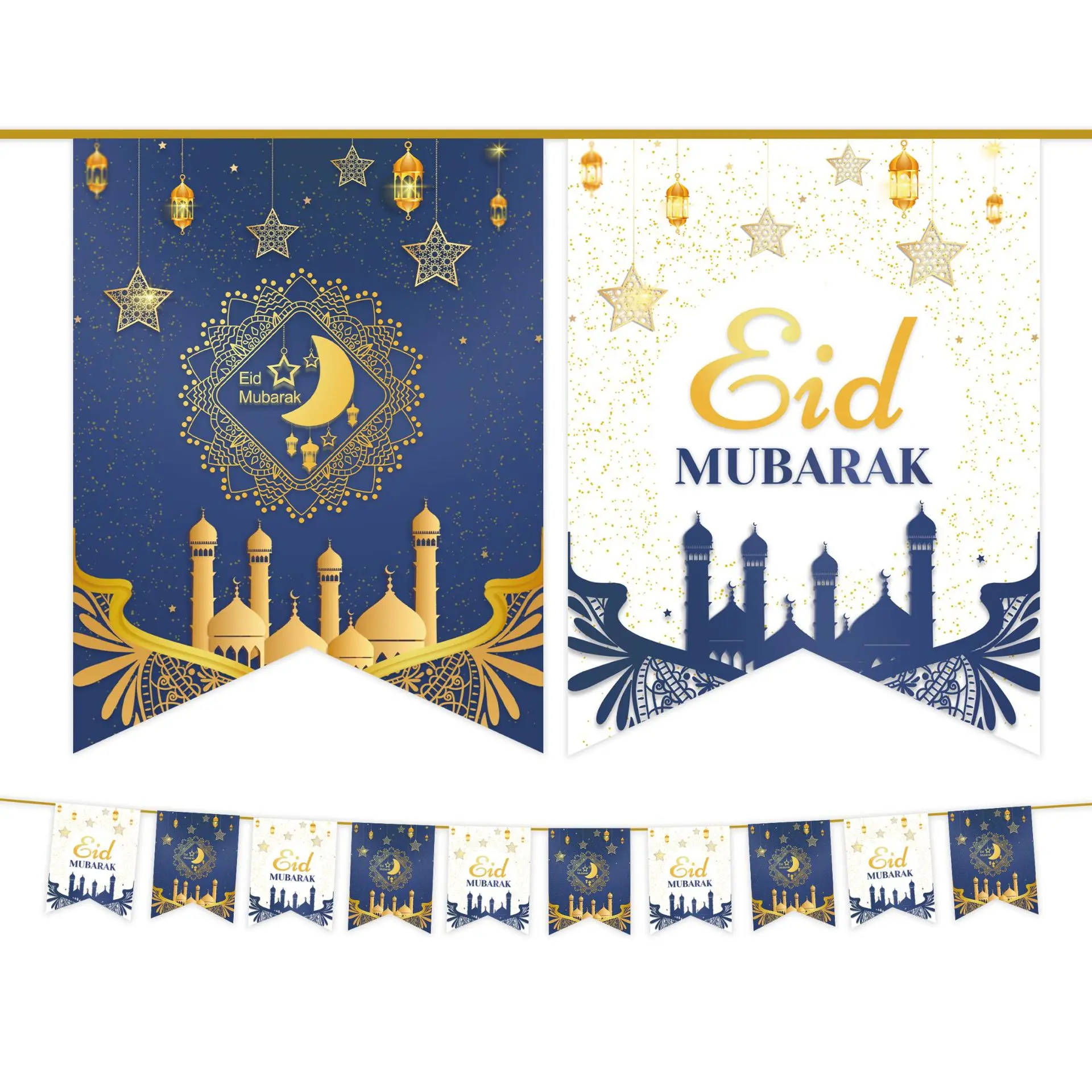 

15Pcs Eid Mubarak Ramadan Kareem Banner Decoration Moon Stars Style Hang Home Decor Islamic Muslim Party Supplies Eid Gifts