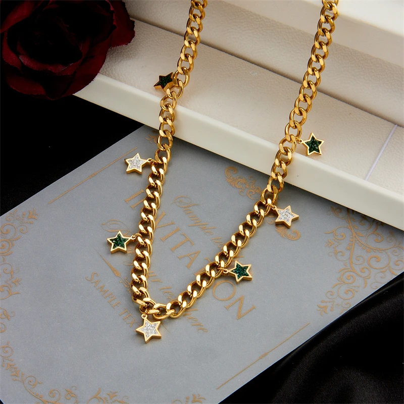 XIYANIKE Stainless Steel Necklace for Women Gold Color Star Pendant Chain Drop Shipping Girls Jewelry Gifts Party |