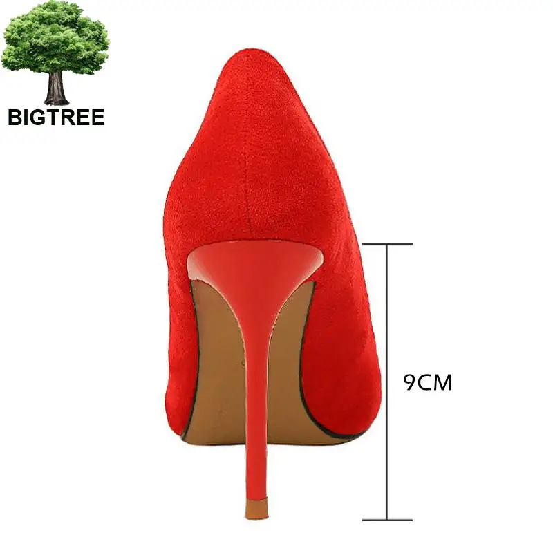 Туфли BIGTREE женские замшевые высокий каблук удобная офисная обувь 2022 |
