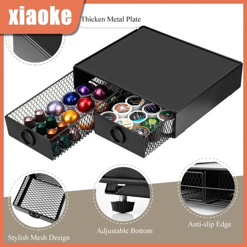 

Saving Space Coffee Capsule Holder Durable Drawer-style Coffee Capsule Rack Double Drawer Pull-out Design Cafe Pods Shelf
