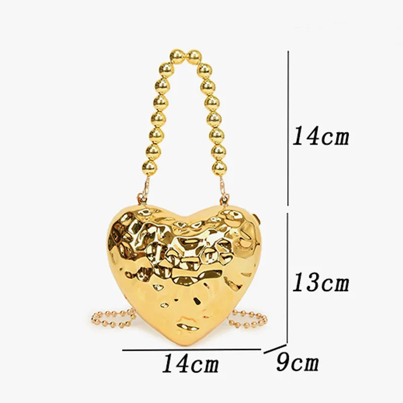 2024 новые акриловые золотые и серебряные мини-клатчи в форме сердца кошелек с