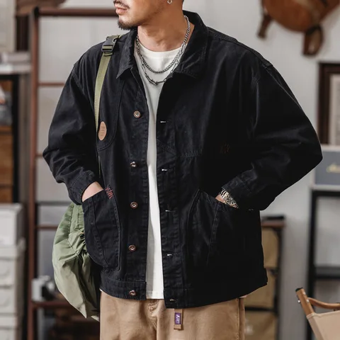 Мужская парусиновая куртка в стиле Харадзюку, осенне-зимняя стильная куртка в стиле «Детройт», Корейская уличная мода, 2024
